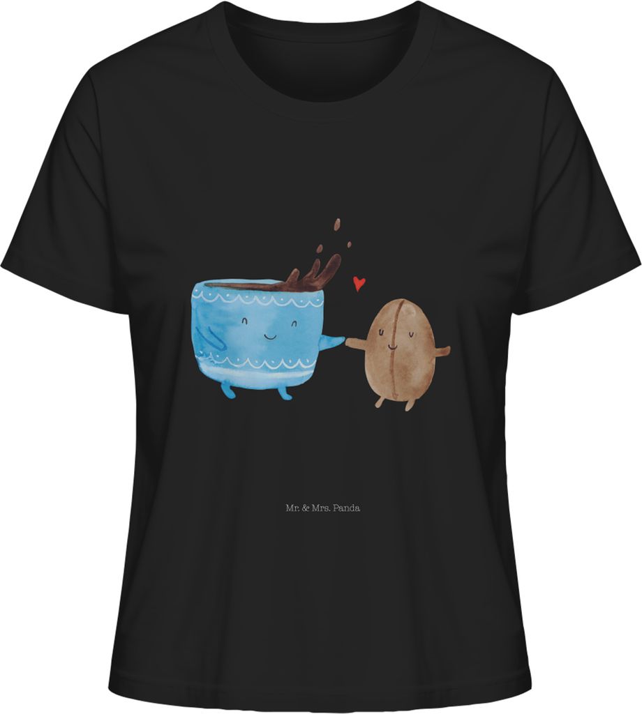 Mr. & Mrs. Panda damen shirt Kaffee Bohne Größe XL - Schwarz - Geschenk, Basic T-Shirt, Zufriedenheit, Mit Spruch, Genuss, Glück, Sommershirt, K...