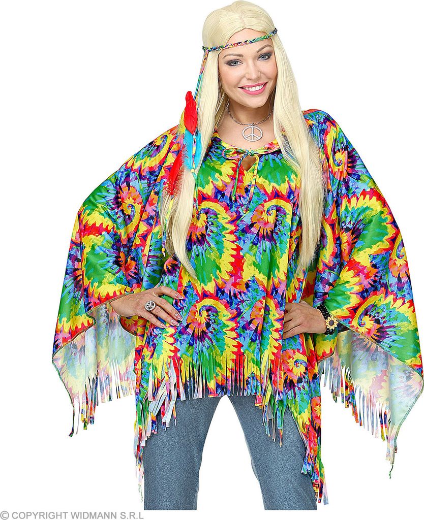 Psychedelischer Hippie Poncho mit Stirnband - 70er Jahre Produktbild 