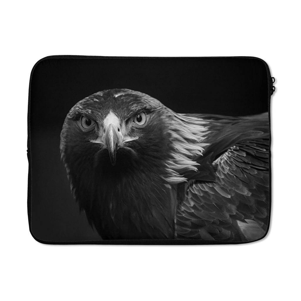 MuchoWow Laptop Hülle 15 Zoll Bussard - Vogel - Tiere - Schwarz - Weiß Laptoptasche - Laptoptasche - Sleeve - Rundum-Schutz