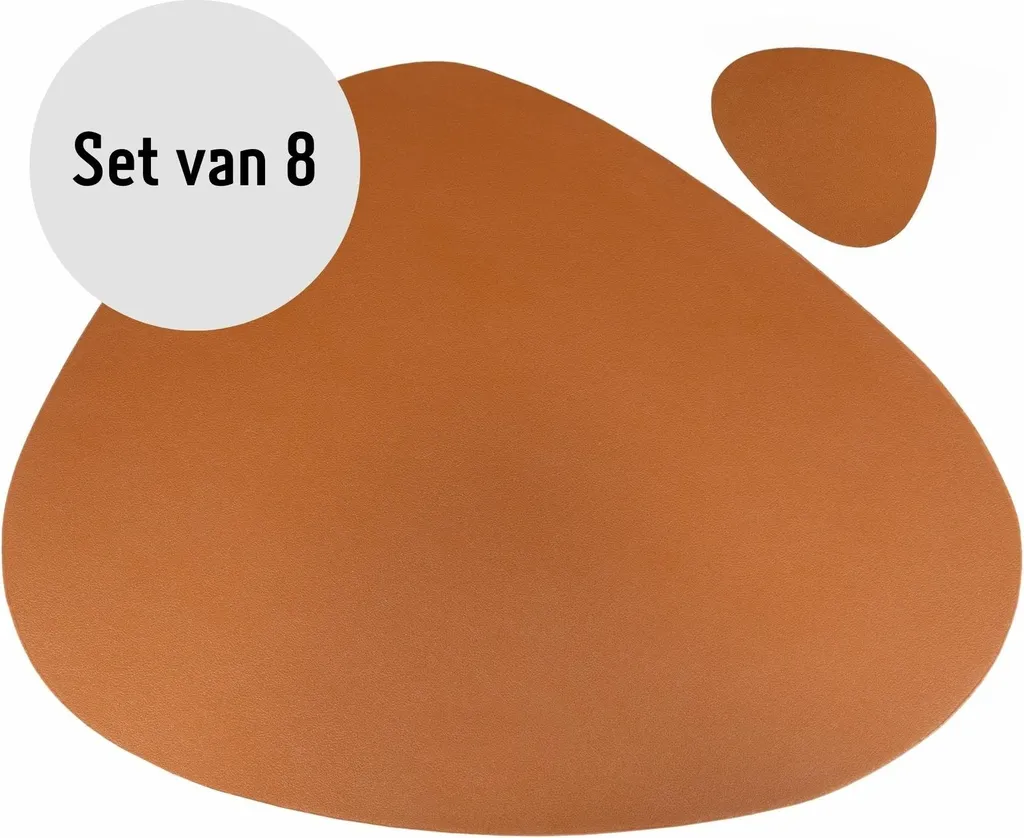Set 8 Pezzi Krumble: Tovagliette Design Marrone Effetto Pelle Antiscivolo