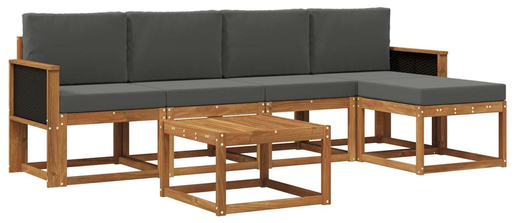 vidaXL Outdoor-Sofagarnitur 6 pcs Natur und Anthrazit Polyester