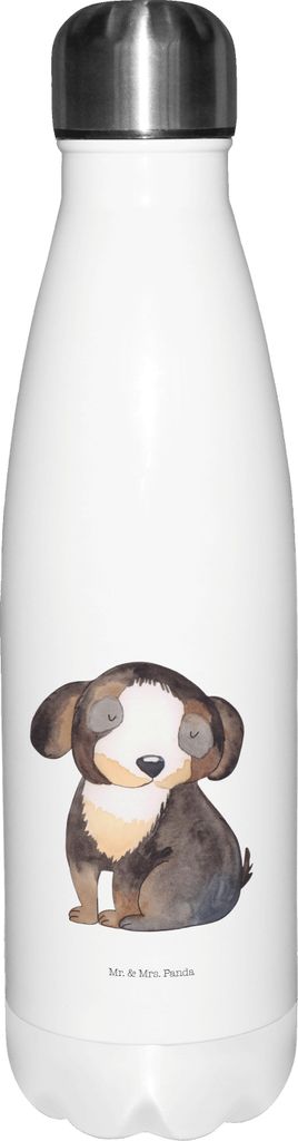 Mr. & Mrs. Panda Trinkflasche Hund Entspannen - Weiß - Geschenk, Flauschig, Sprüche, Süß, Liebe, trinkflaschen, Entspannt, Thermo-Trinkflasche,...