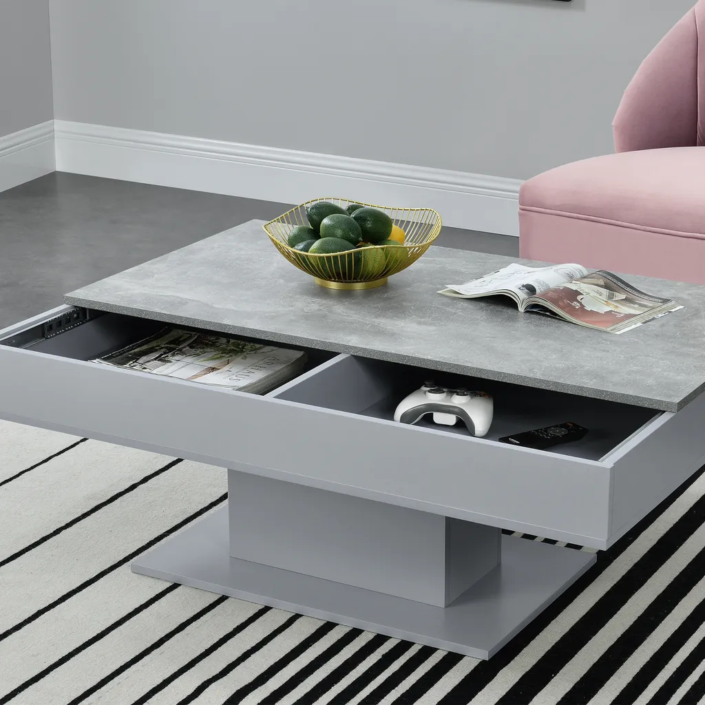 [en.casa] Table basse Lünen avec 2 compartiments de rangement - Blanc - 7
