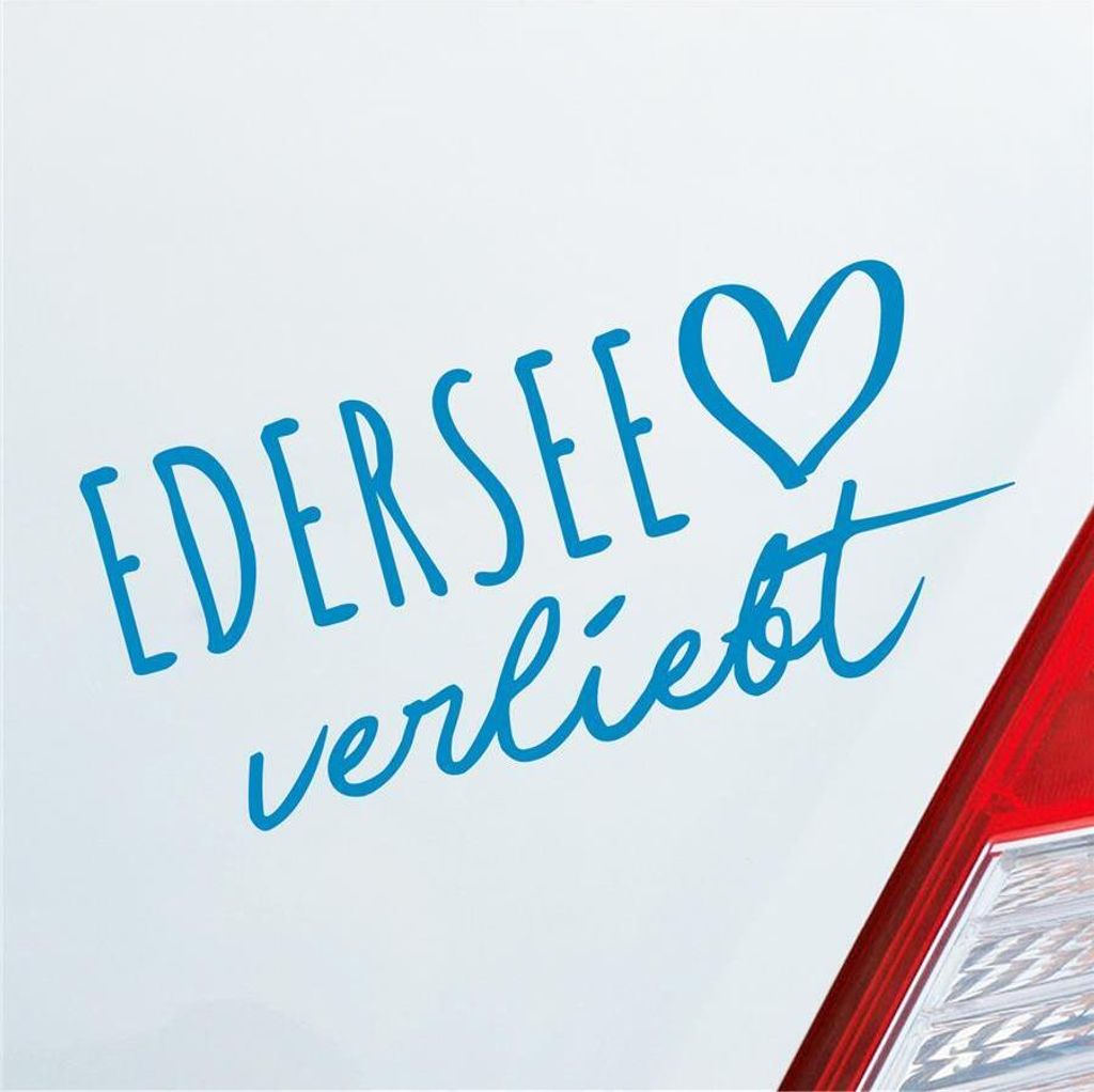 Auto Aufkleber Edersee verliebt Herz See Sea Liebe Car 19x9 cm Hellblau Sticker Heckscheibenaufkleber