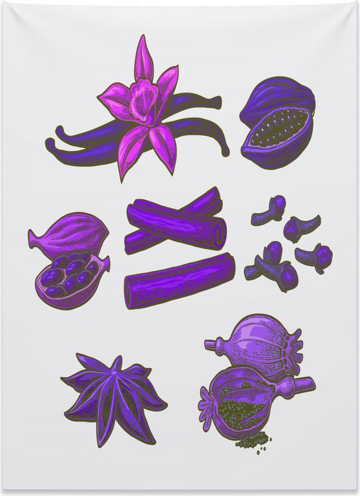 Abakuhaus Kakao Wandteppich, Zimt-Anis-Stern-Kardamom aus Weiches Mikrofaser Stoff Kein Verblassen Klare Farben Waschbar, 110 x 150 cm, Gelb Braun ...