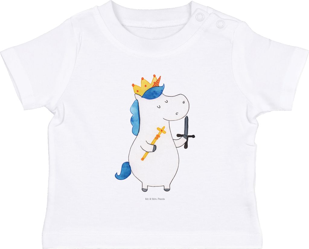 Mr. & Mrs. Panda Babyshirt Einhorn König mit Schwert 0. - 6. Monat - Weiß - Geschenk, Mittelalter, Baby T-Shirt, Unicorn, Ritter, , Kurzarmshirt,...