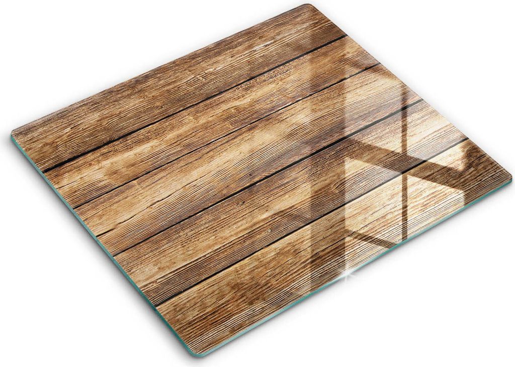 Glasschneideplatte - Herdabdeckplatte - 60x52 - Schneidebrett - Spritzschutz - Holzstrukturplatten