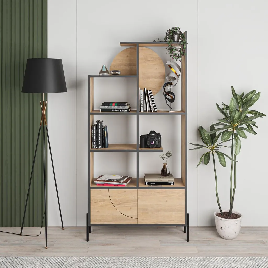 Meuble Bibliothèque Design DUBAI 180 cm avec Piètement Métallique