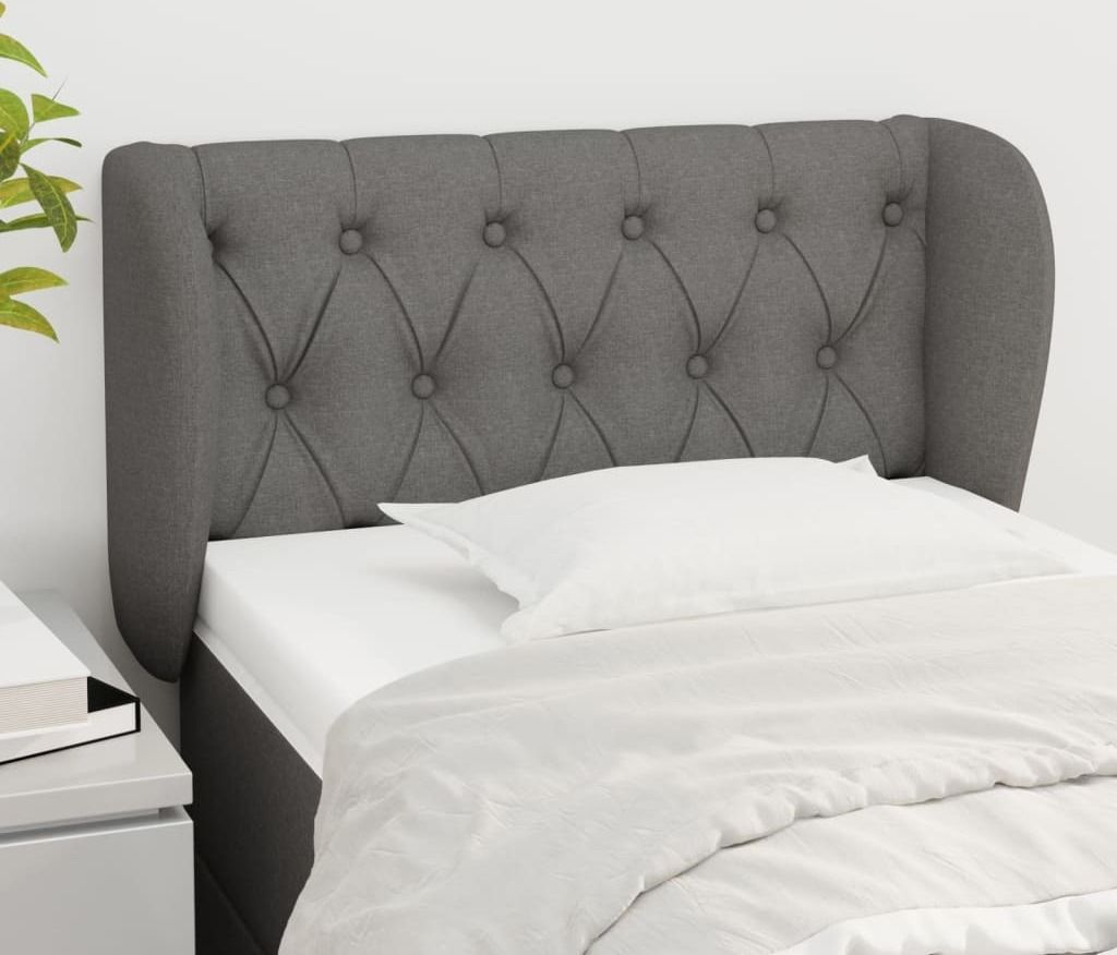 The Living Store Kopfteil mit Ohren Dunkelgrau 83x23x78/88 cm Stoff