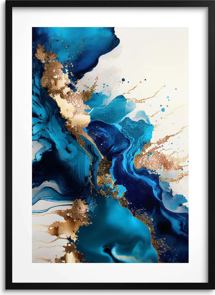 Poster Moderno Blu e Oro - Dai Vita alla Tua Camera con Stile