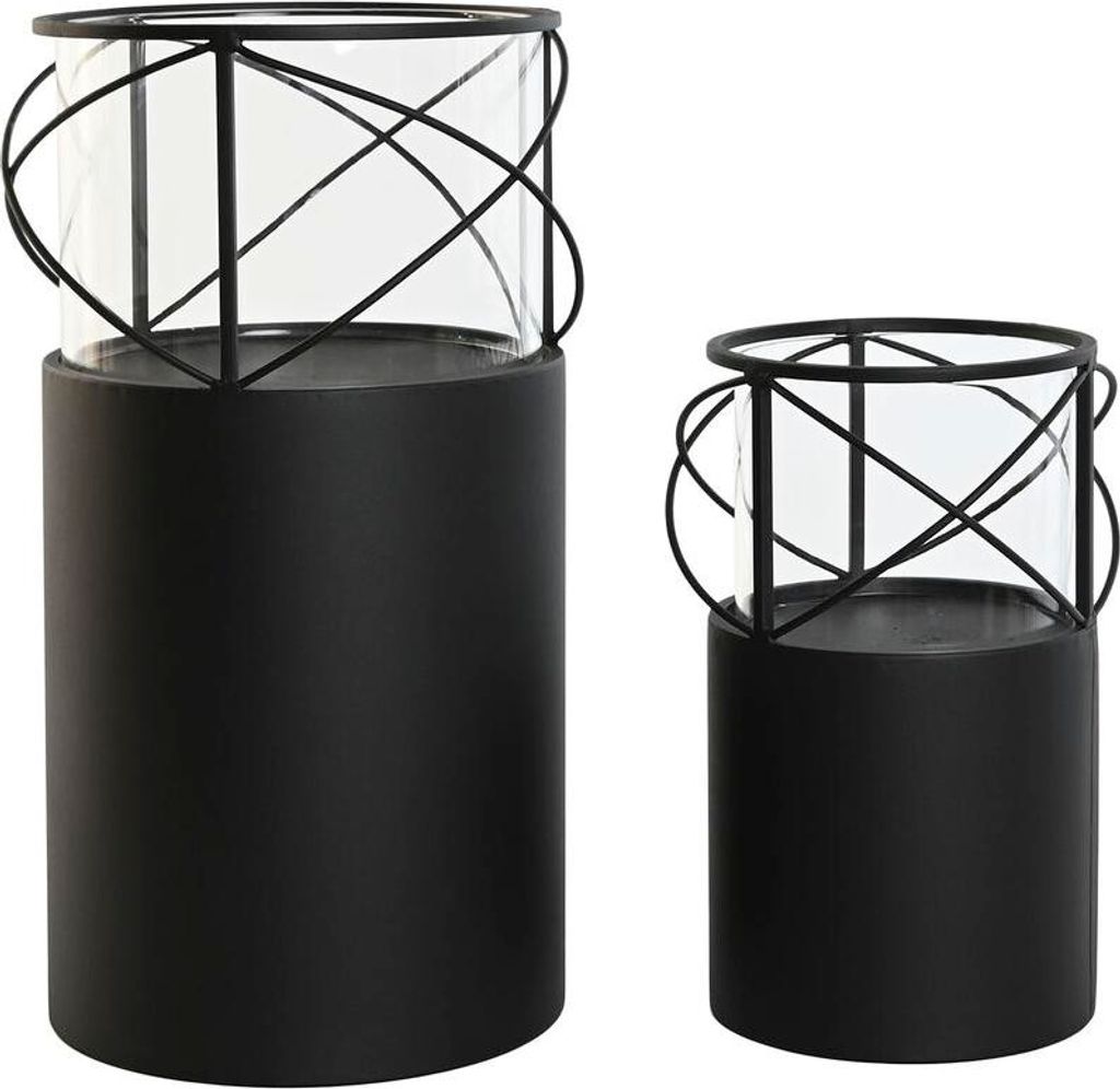 ESPRIT Home Kerzenständer Schwarz Kristall Metall 24,5 x 24,5 x 46 cm (2 Stück)