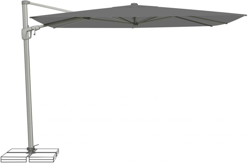 A cantilever umbrella on a white background.