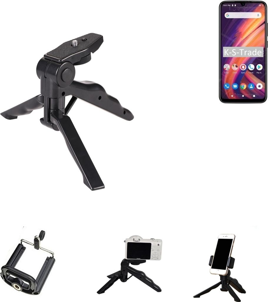 K-S-Trade Stativ Tisch-Ständer Dreibein Handy-Stativ Ständer kompatibel mit Lenovo A7 Mini-Stativ Smartphone Tripod Handy-Stativ aus Plastik schwarz