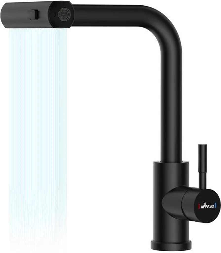 Robinet cuisine 3 jets avec douchette extensible et rotation à 360°