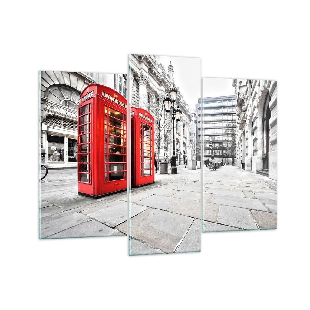 Bilder auf glas - Telefon London Kultur - 130x100cm - Glasbilder - Wandbilder - Kunstdruck - zum Aufhängen bereit - Wanddekoration aus Glas - Glas...