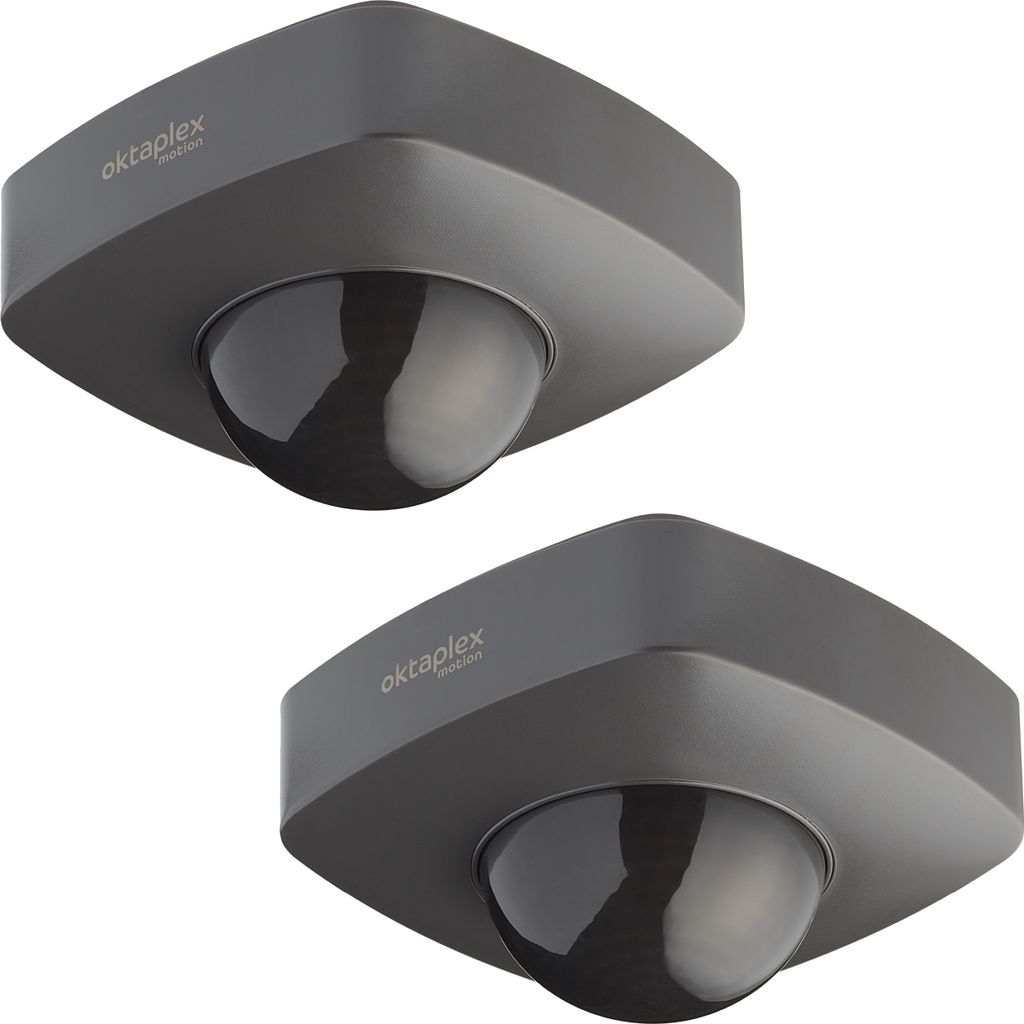 2x Oktaplex Präsenzmelder 360° IP65 Aufputz Decken Bewegungsmelder Außen & Innen 230V anthrazit
