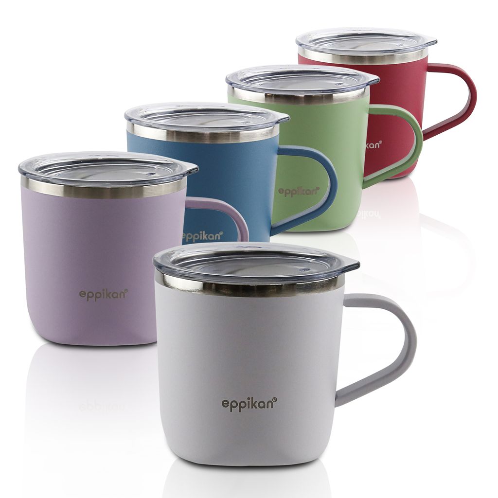 eppikan eppiLungo 2022 Edelstahl Thermobecher, Isolierbecher, Kaffeetasse, Trinkbecher, Thermotasse 220ml mit Deckel, für Kaffee und Tee (Crayon...