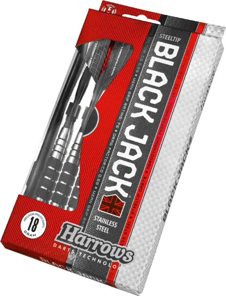 Fléchettes Harrows Black Jack grip moleté et ailettes Marathon - 6