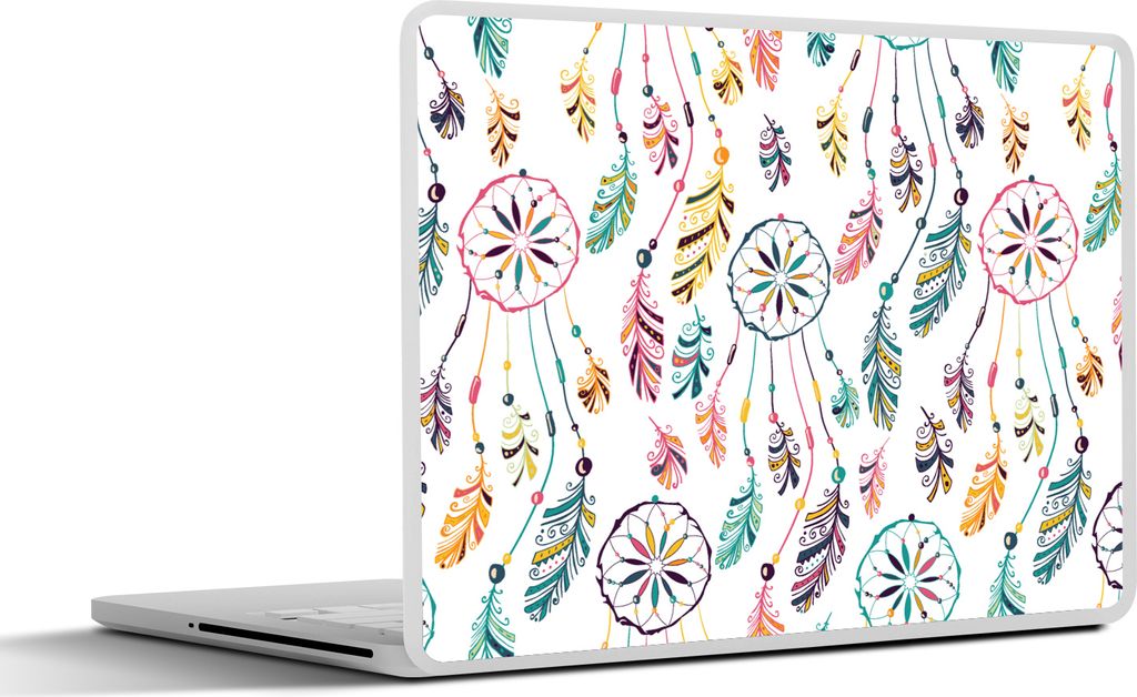 MuchoWow Laptop Aufkleber Sticker Cover Muster - Traumfänger - Federn - Federn 30x22 cm - Laptop-Sticker