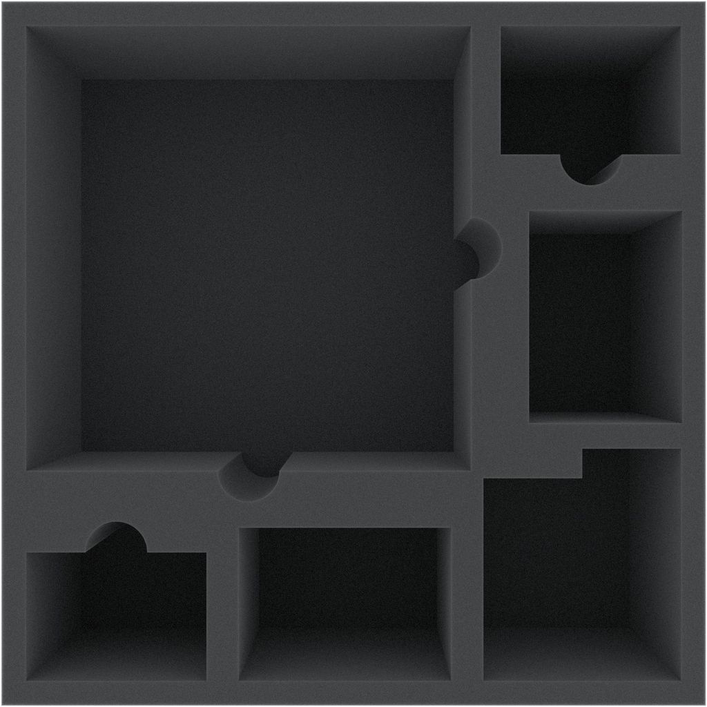 Schaumstoffeinlage 285x285x100 mm, 6 Fächer für Brettspiele