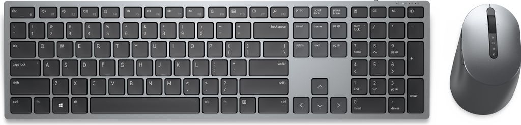 DELL Pro Plus-Tastatur und -Maus – KM7321W - belgisch (AZERTY), Volle Größe (100%), Kabellos, RF Wireless + Bluetooth, AZERTY, Grau, Titan, Mau...