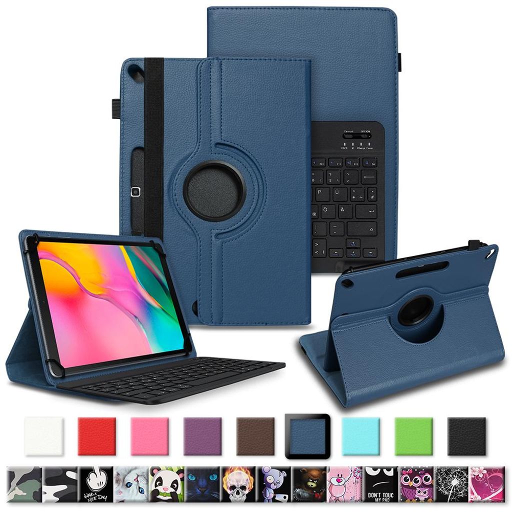 Tablet Schutzhülle Tastatur für Samsung Galaxy Tab A 10.1 2019 Hülle Case Schutz Cover 360 DrehbarFarben:Blau