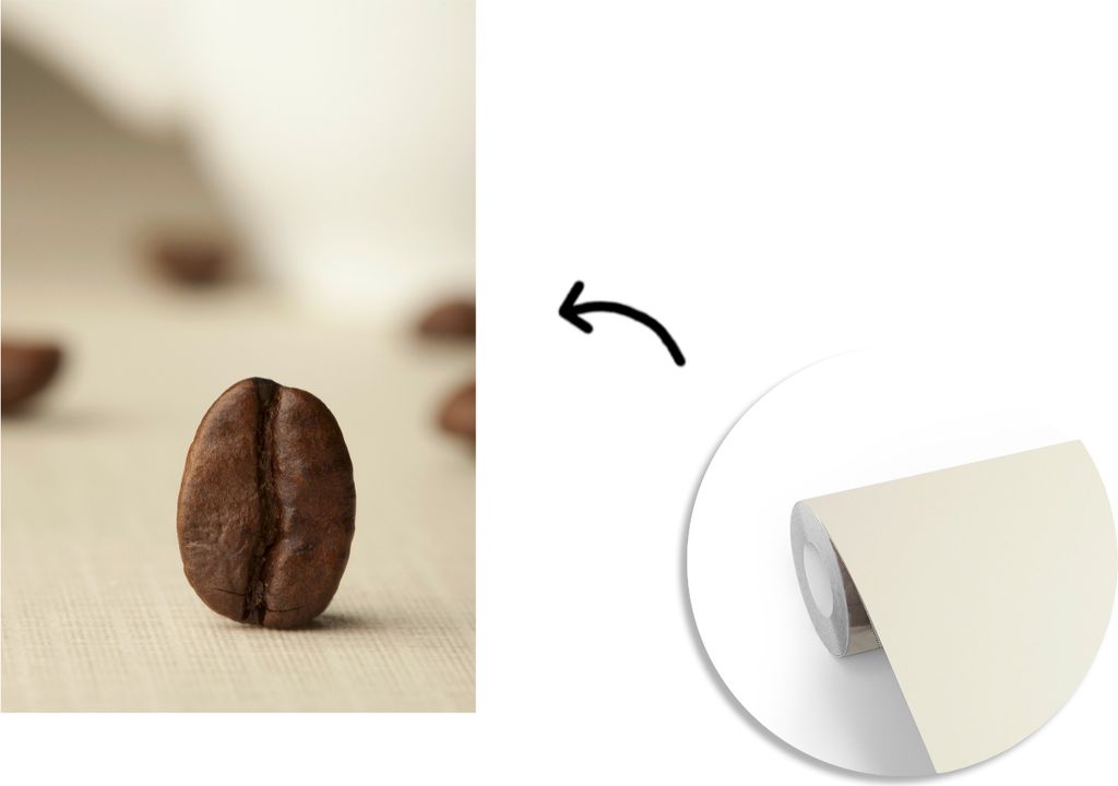 MuchoWow Fototapete für Wohnzimmer oder Schlafzimmer Wandtapete Vinyl Motivtapete Aufrechte Kaffeebohne mit Tiefe auf dem Foto - 150x220 cm - Wa...