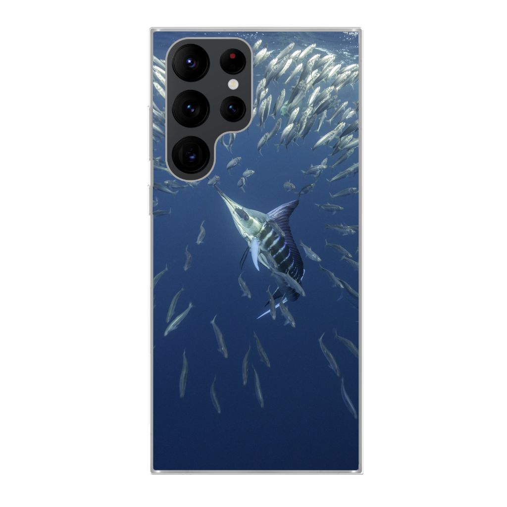 MuchoWow Handyhülle Schutzhülle Hülle für Samsung Galaxy S22 Ultra Wasser - Sardinen - Tiere Silikon Softcase Handy Hülle - Abbildung
