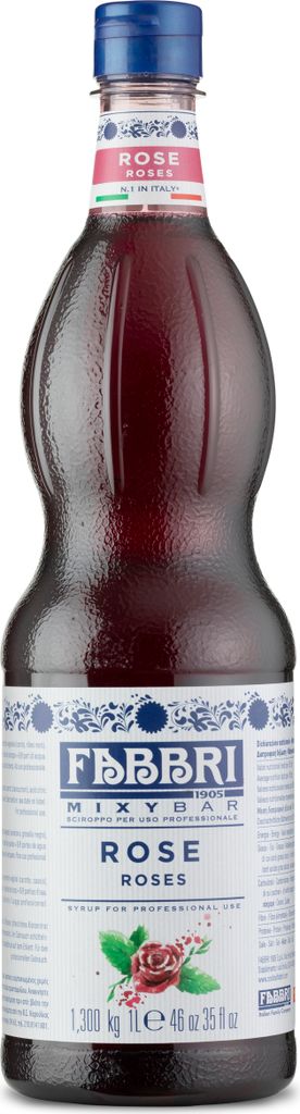 Food-United MIXYBAR-ROSEN-BLÜTEN-FABBRI Sirup 1L PET-Flasche - sciroppo di rose aus Italien - ohne Aroma- Farb- & Konservierungsmittel - Roseinsir...