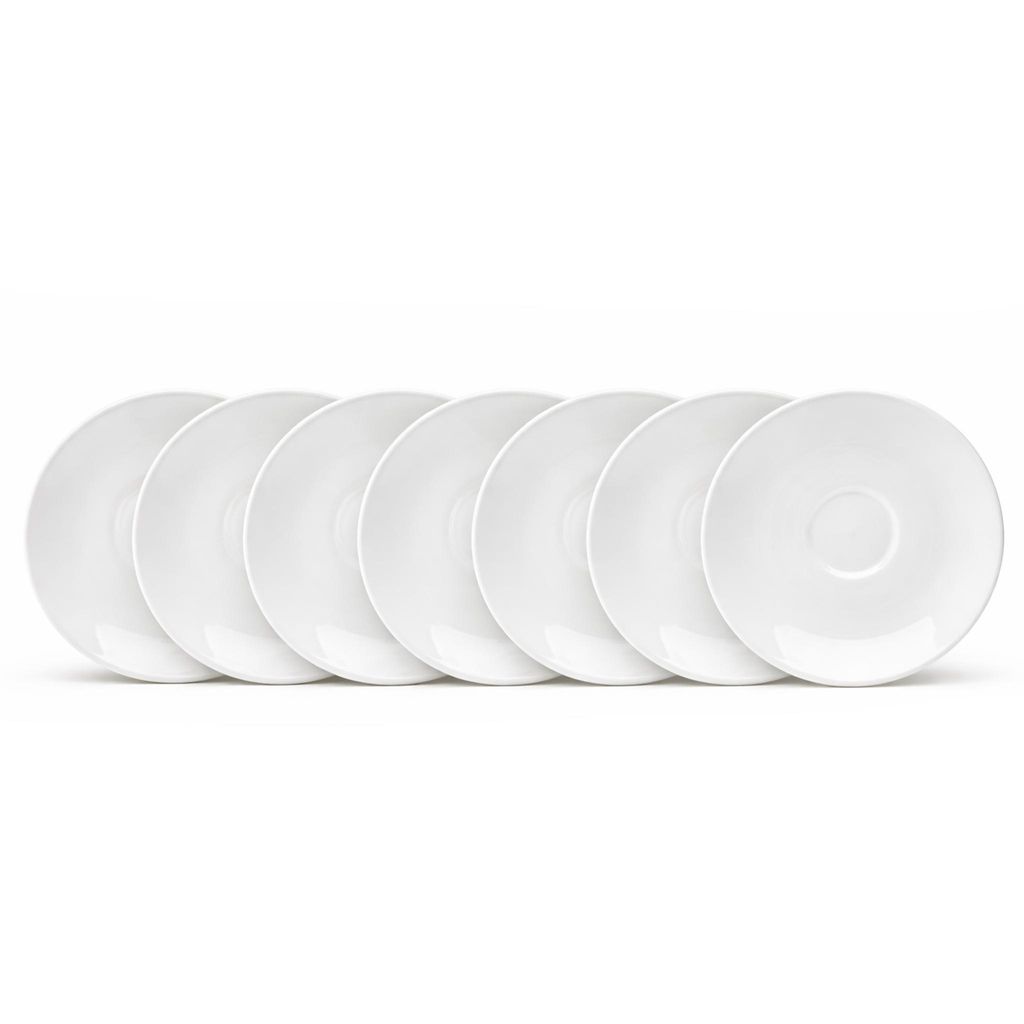 Kaffee-Untertasse Malmö 14,5 cm weiß 6er-Set Steingut – Van Well – spülmaschinen- & mikrowellengeeignet