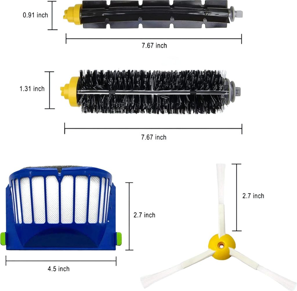 Zubehörset für iRobot Roomba 600 Serie 671 692 694 697 698 650 651 660 690 Ersatzteile für Filterwalzenbürste