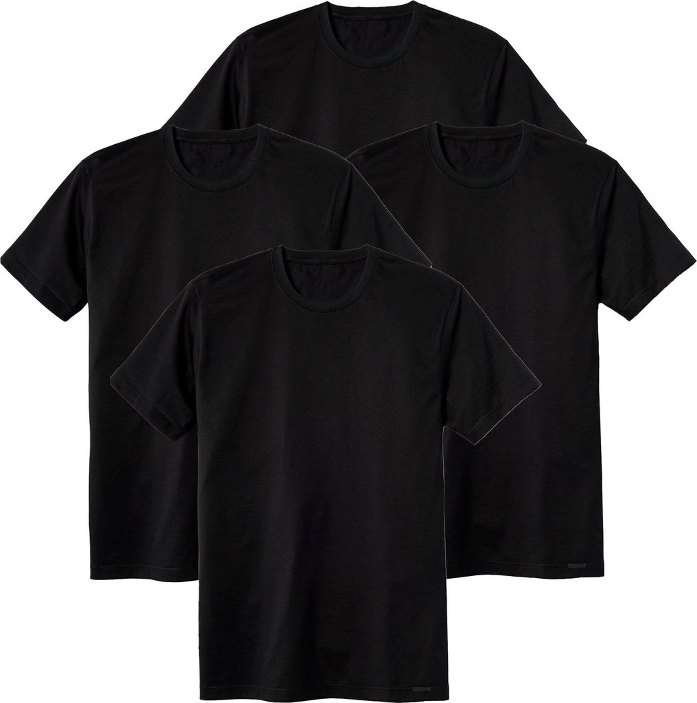 CALIDA Herren T-Shirt, 4er Pack - Natural Benefit, Rundhals-Ausschnitt, 100% Baumwolle Schwarz M (50)