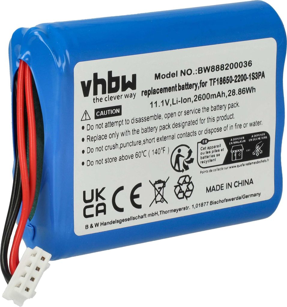 vhbw Akku kompatibel mit Marshall Stockwell Lautsprecher Boxen Speaker (2600 mAh, 11,1 V, Li-Ion)