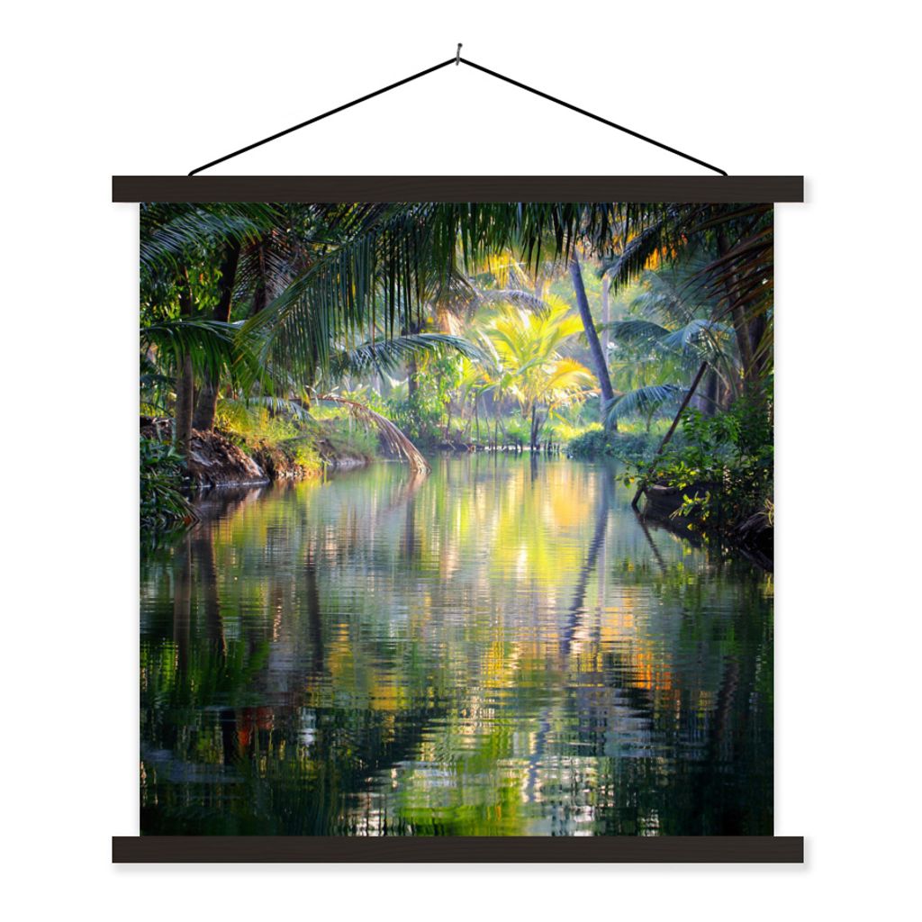 MuchoWow Textilposter Tropische Reflexion 90x90 cm mit schwarzem Rahmen - Magnetisches