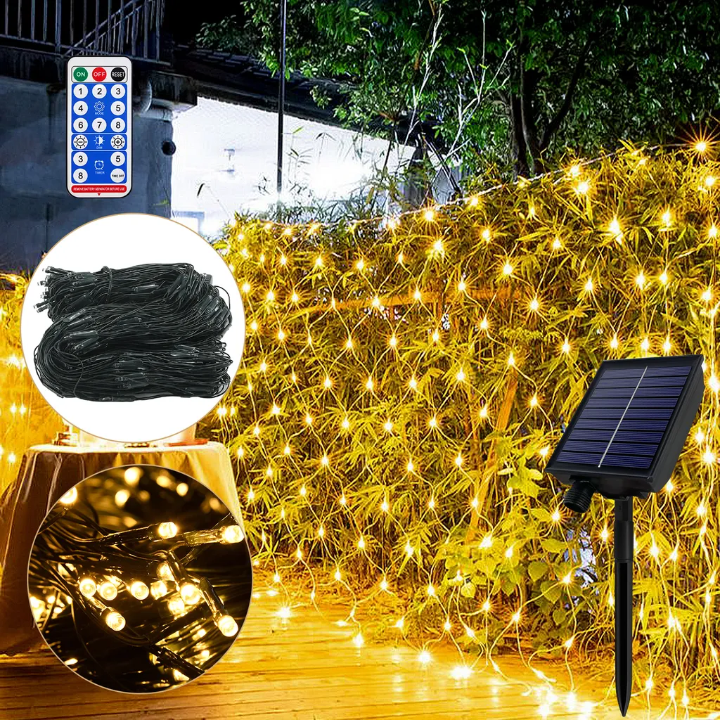 Rideau LED Solaire 6x4M 480 LED : Finie la Consommation de Noël Élevée