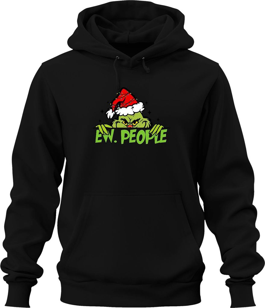 EW. PEOPLE Weihnachtsgrinch sarkastisch Weihnachten Geschenk Uni Hoodie Kapuzenpullover, Schwarz, S
