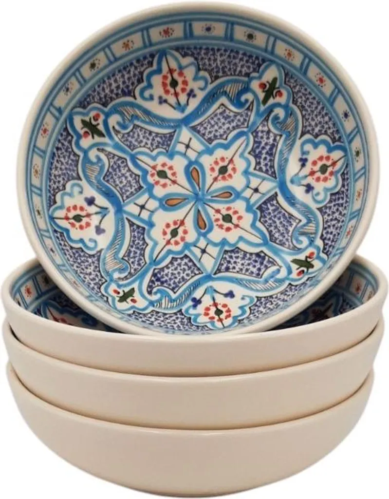 Set di 4 piatti fondi Jatte Marocain Turchese - P 20 cm