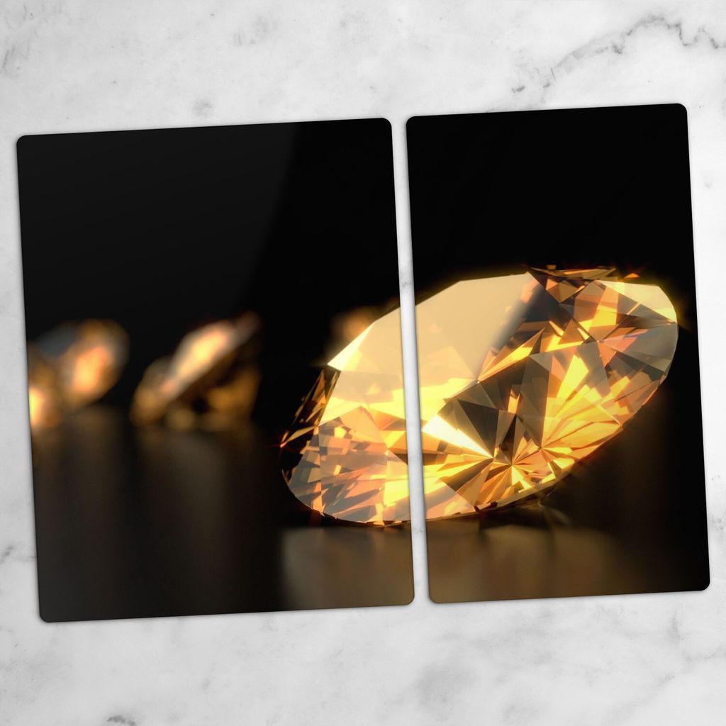 Glas-Herdabdeckplatten Glaskeramikkochfeld-Abdeckung Spritzschutz Glas 70x52 Diamanten Edelsteine