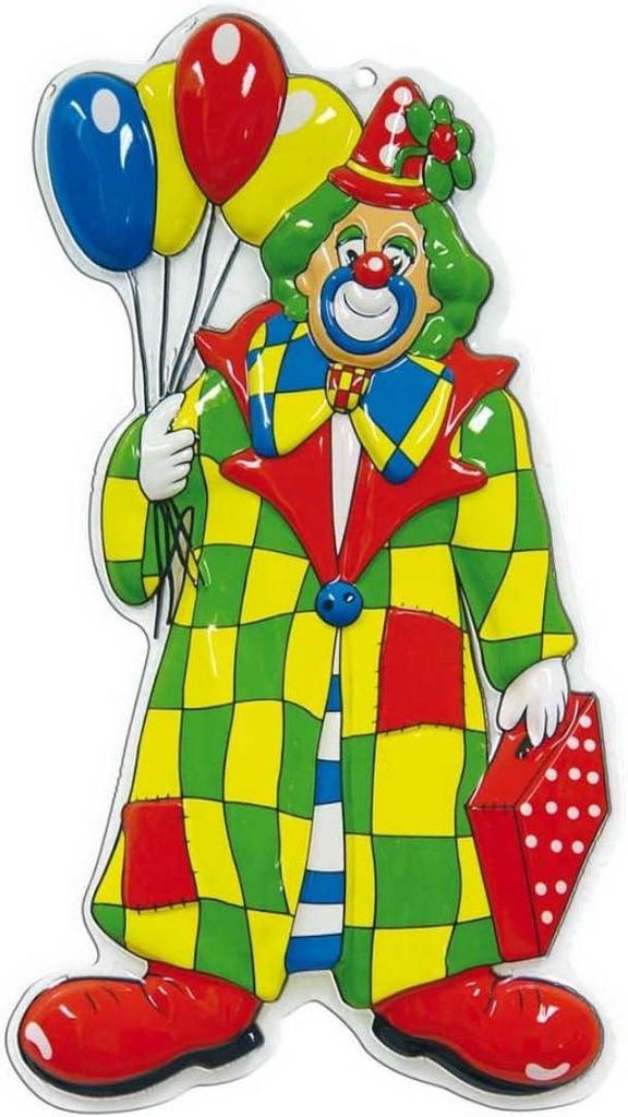 Wandbild Clown mit Ballons, Höhe ca. 60 cm, Wand-Deko, Dekoration