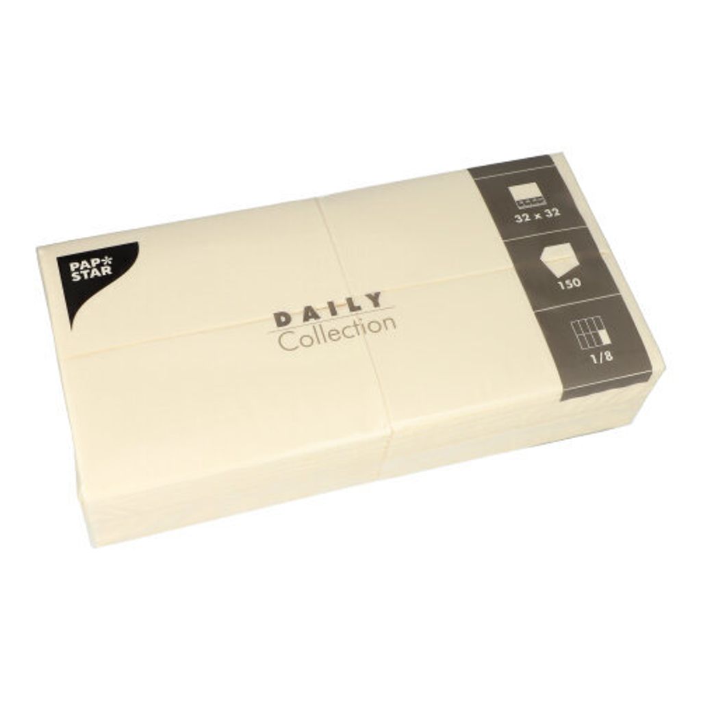 PAPSTAR Servietten 1/8-Falz, 32x32 cm champagner, "DAILY Collection" | Folie (150 Stück)