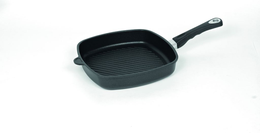 AMT GASTROGUSS Bratpfanne eckig, Länge: 280 mm, mit Grillboden