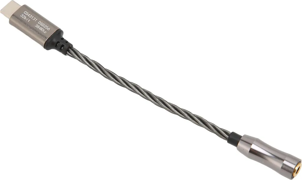 Adaptateur Casque USB Type-C vers Jack 3.5mm 15cm Charge Audio Gris