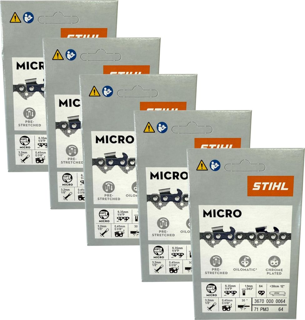 Stihl 5x 1/4" Picco Micro 3 (PM3) Sägekette 30 cm 1/4" P Produktbild 