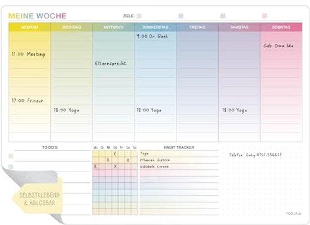 Wandtafel mit A4-Format, To-Do-Liste und Habit-Tracker - Selbstklebender Planner für Wand und Kühlschrank