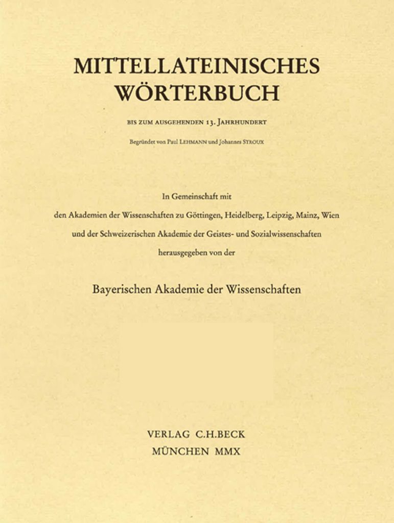 Mittellateinisches Wörterbuch Abkürzungs- und Quellenverzeichnis