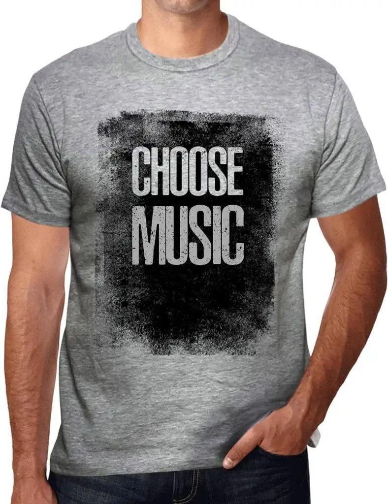 Herren Grafik T-Shirt Musik auswählen – Choose Music – Öko-Verantwortlich Vintage Jahrgang Kurzarm Lustige Druck Geburtstag Geschenk Mann