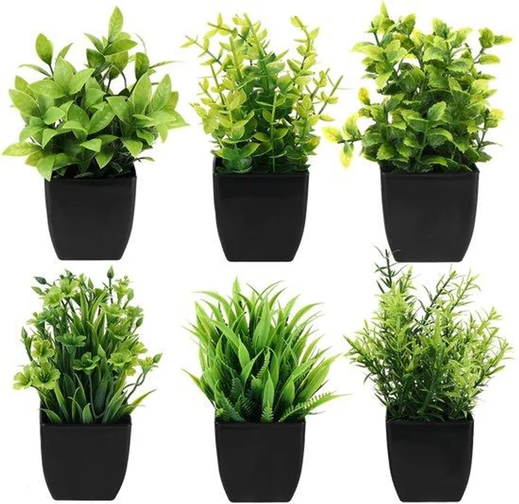 Mini plantes artificielles noires lot de 6 pour déco d'intérieur design