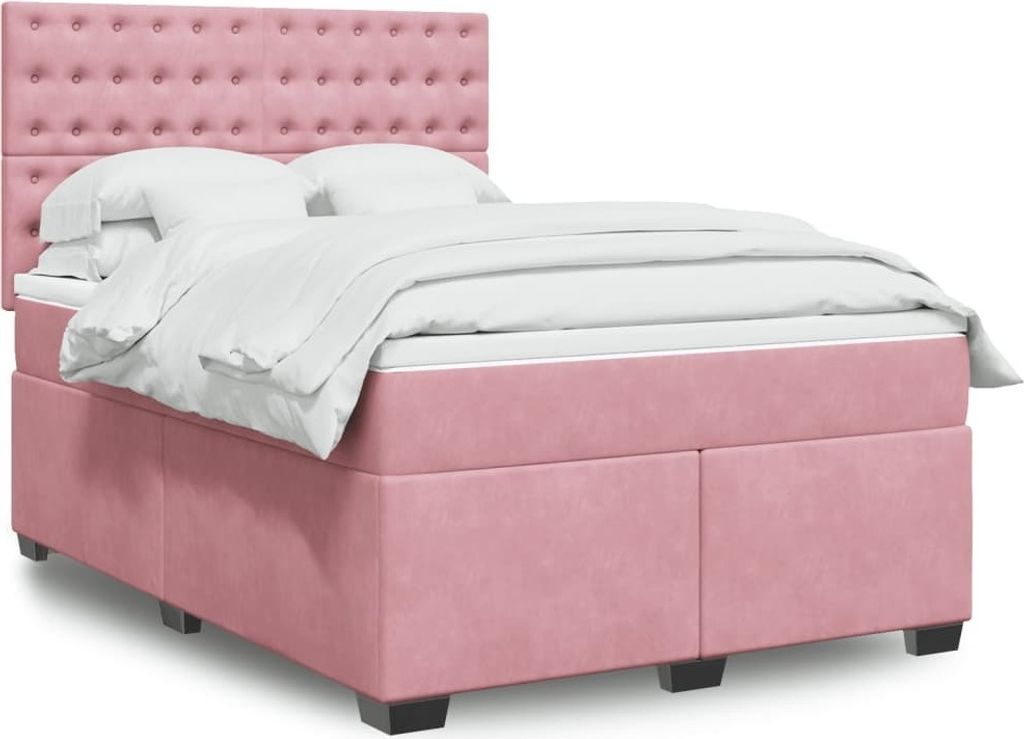 Maison Exclusive - Boxspringbett mit Matratze Rosa 160x200 cm Samt