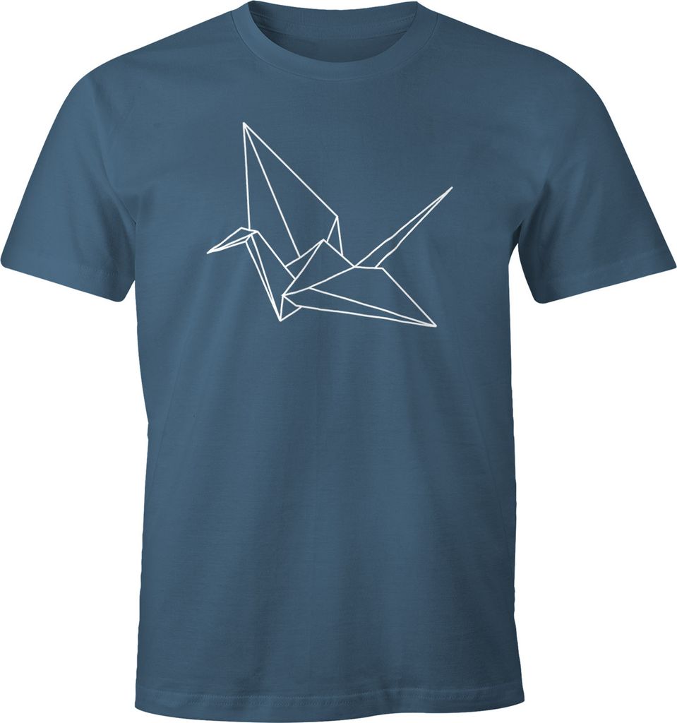 Herren T-Shirt Origami Kranich Crane Vogel Bird Geometrisch Produktbild 