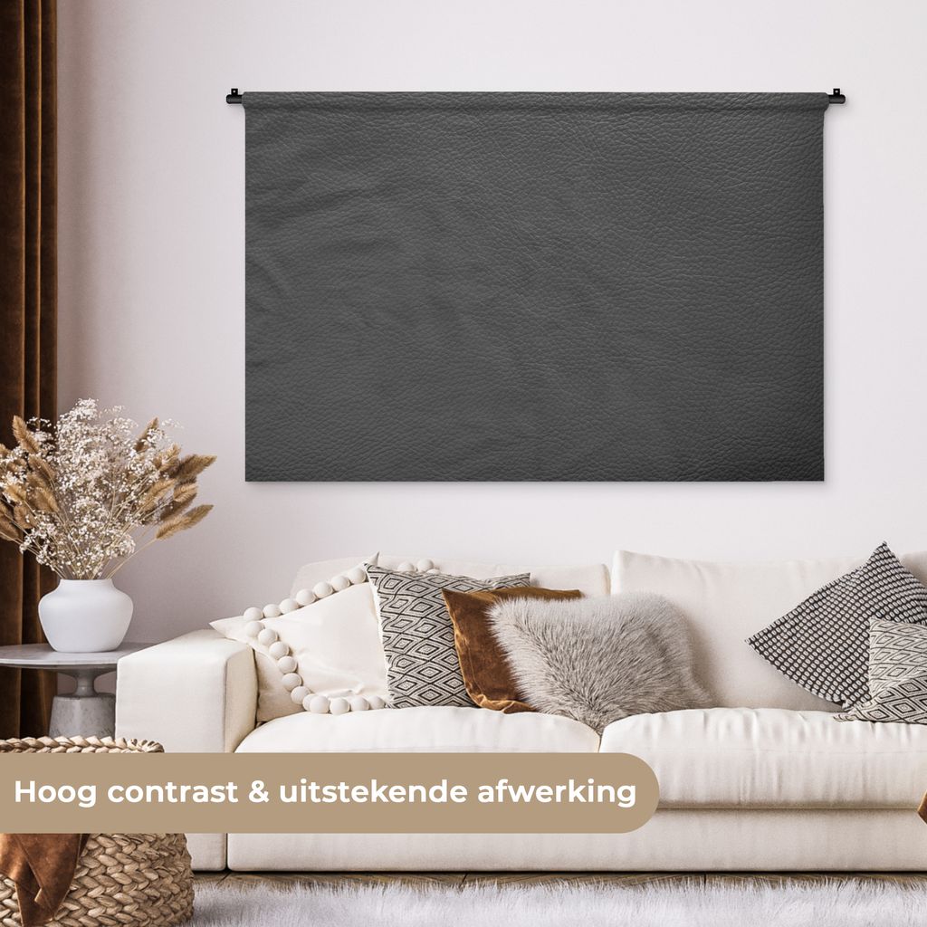 MuchoWow Wandteppich Wandbehang Leder - Strukturiert - Lederoptik - Grau 150x100 cm Tapisserie Dekoration Wandtuch - Waschbar - Tapisserien - Wan...